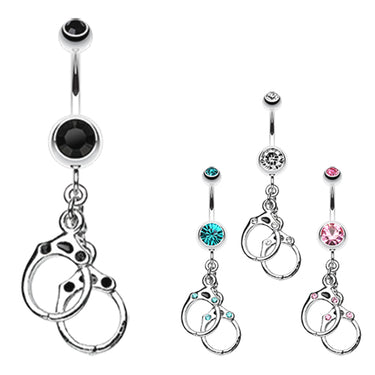 Naughty Girls Hand Cuffs Navel Ring - Dangling Belly Ring. Navel Rings Australia.