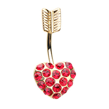 Le Cupidon Heart Belly Ring - Fixed (non-dangle) Belly Bar. Navel Rings Australia.