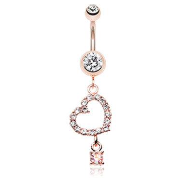 Seductress Sensual Heart Belly Bar - Dangling Belly Ring. Navel Rings Australia.