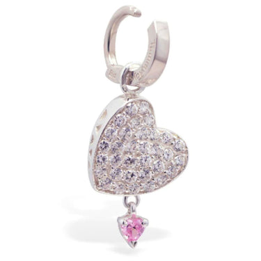 TummyToys® Silver Floating Paved Heart with Pink Drop Swinger