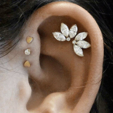 Threaded Heart Earring by Maria Tash in 14K White Gold. Flat Stud. - Earring. Navel Rings Australia.