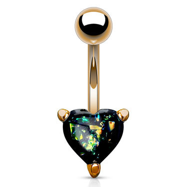 Solitaire Romeo Opal Belly Rings with Rose Gold Plating - Fixed (non-dangle) Belly Bar. Navel Rings Australia.