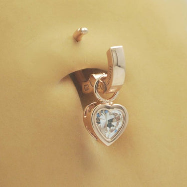 TummyToys® 14k Gold Bezel CZ Heart Charm - TummyToys® Swinger Charm. Navel Rings Australia.