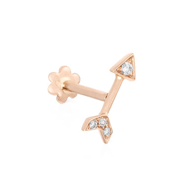 Diamond Arrow Earring by Maria Tash in 14K Rose Gold. Flat Stud. - Earring. Navel Rings Australia.