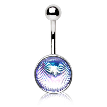 Holographic Disc Belly Rings - Basic Curved Barbell. Navel Rings Australia.