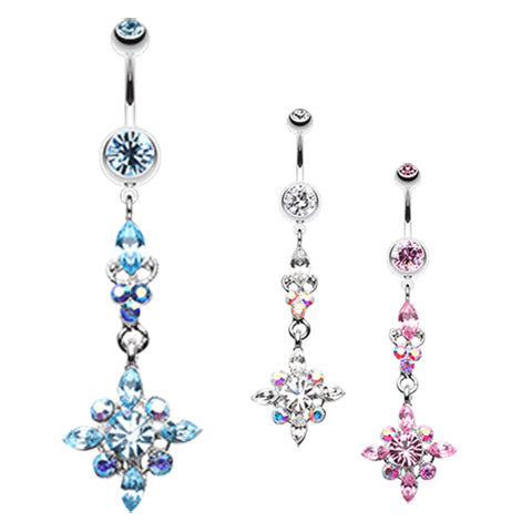 Lengthy 316L Surgical Steel Belly Ring Gem Stack Dangle. Free post ...