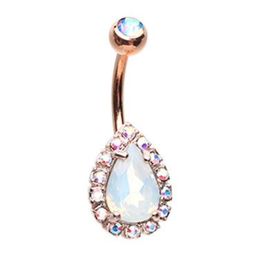 Rose Gold Illumini Chakra Belly Bar - Fixed (non-dangle) Belly Bar. Navel Rings Australia.