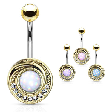 The Illuminizer Belly Bar with Gold Plating - Fixed (non-dangle) Belly Bar. Navel Rings Australia.