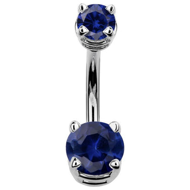 14K White Gold Gem Belly Rings - Basic Curved Barbell. Navel Rings Australia.