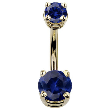 14K Yellow Gold Gem Belly Rings - Basic Curved Barbell. Navel Rings Australia.