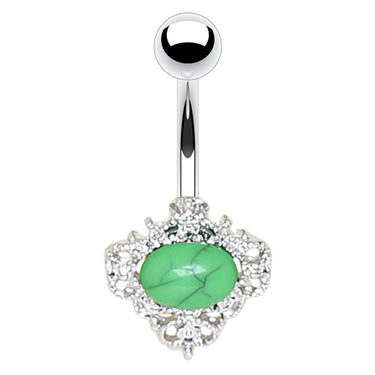 (discontinued) Jadeite Jewel Belly Rings - Fixed (non-dangle) Belly Bar. Navel Rings Australia.