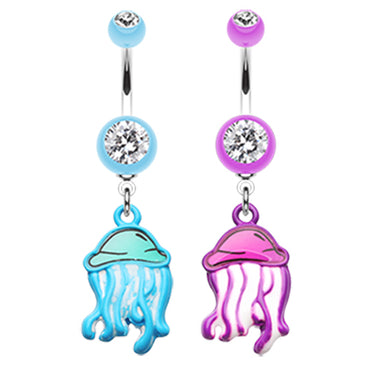 Irukandji Jellyfish Navel Ring - Dangling Belly Ring. Navel Rings Australia.