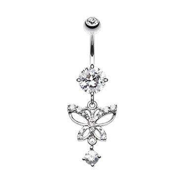 Runaway Glamour Butterfly Belly Bar - Dangling Belly Ring. Navel Rings Australia.