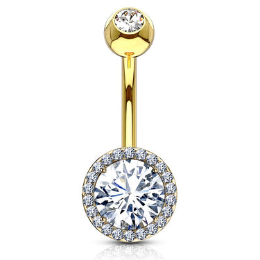 Jojo Halo Belly Bar with Gold Plating - Basic Curved Barbell. Navel Rings Australia.