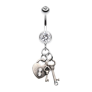 Key to Pandora's Box Belly Piercing Ring - Dangling Belly Ring. Navel Rings Australia.