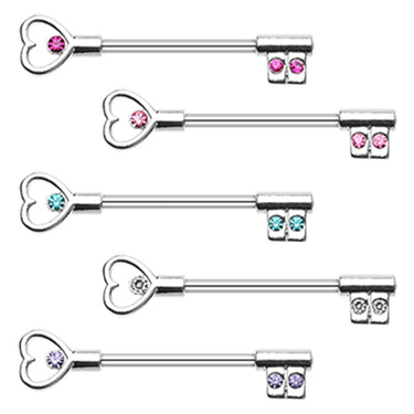 Heart Key Nipple Barbell Ring - Nipple Ring. Navel Rings Australia.