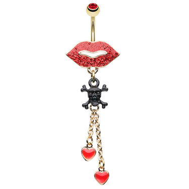 Kiss of Death Belly Button Ring - Dangling Belly Ring. Navel Rings Australia.