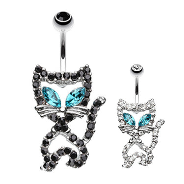 Purrfect Kitty Belly Bar - Fixed (non-dangle) Belly Bar. Navel Rings Australia.