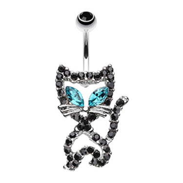 Purrfect Kitty Belly Bar - Fixed (non-dangle) Belly Bar. Navel Rings Australia.