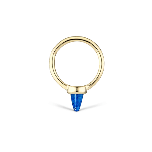 Lapis Single Short Spike Non-Rotating Earring by Maria Tash in Yellow Gold