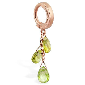 TummyToys® 14K Rose Gold Peridot Belly Bar - TummyToys® Patented Clasp. Navel Rings Australia.