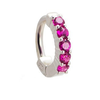 TummyToys® Solid 925 Silver Huggy with Pink Diamante - TummyToys® Patented Clasp. Navel Rings Australia.