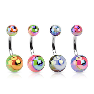 Metallic Eyeball Acrylic Navel Rings - Basic Curved Barbell. Navel Rings Australia.