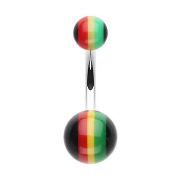 Jamaican Rasta Stripe Belly Ring - Basic Curved Barbell. Navel Rings Australia.