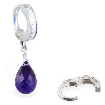 TummyToys® Amethyst Briolette Huggy - TummyToys® Patented Clasp. Navel Rings Australia.