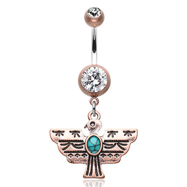 Aztec Thunderbird Belly Piercing - Dangling Belly Ring. Navel Rings Australia.