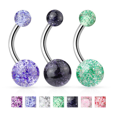 Glimmer with Glitter Belly Rings - Basic Curved Barbell. Navel Rings Australia.