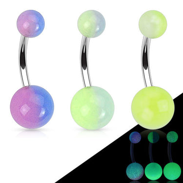 Multi Colour GLOW in the Dark Belly Piercing Rings - Basic Curved Barbell. Navel Rings Australia.