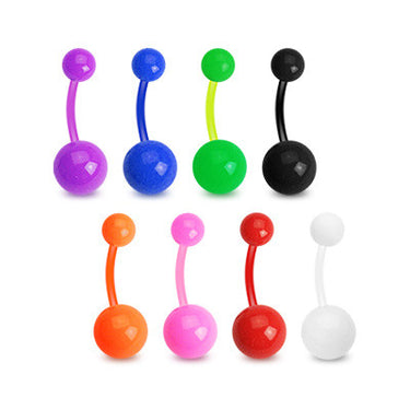 Colour Me PTFE Flex Belly Bars - Basic Curved Barbell. Navel Rings Australia.