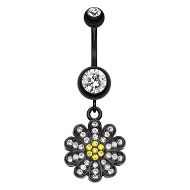 Midnight Daisy Belly Piercing - Dangling Belly Ring. Navel Rings Australia.