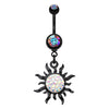 Sunburst Belly Ring in Metallic Black