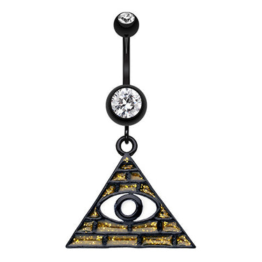 Blackline Golden Illuminati Navel Bar - Dangling Belly Ring. Navel Rings Australia.