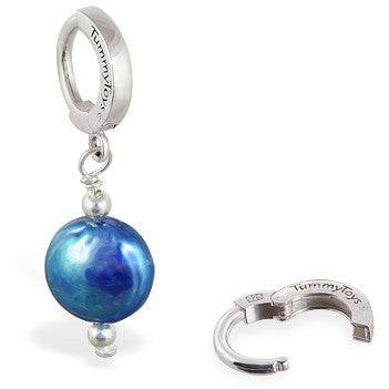 TummyToys® Blue Freshwater Coin Pearl - TummyToys® Patented Clasp. Navel Rings Australia.