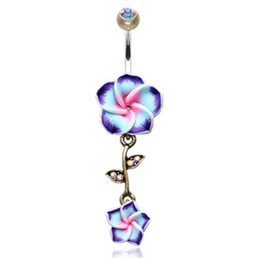 Hawaiian Sacred Garden Navel Bar - Dangling Belly Ring. Navel Rings Australia.