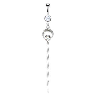 Horse Shoe with Chains Belly Piercing Ring - Dangling Belly Ring. Navel Rings Australia.