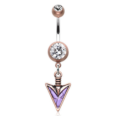 Natural Warrior Lilac Spear Belly Button Bar - Dangling Belly Ring. Navel Rings Australia.