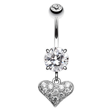 Mini Heart Dangly Navel Bar - Dangling Belly Ring. Navel Rings Australia.