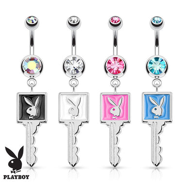 Official Playboy Bunny Key Belly Button Ring - Dangling Belly Ring. Navel Rings Australia.