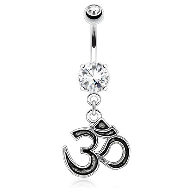 Yogi's Sacred OM Mantra Belly Bar - Dangling Belly Ring. Navel Rings Australia.