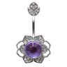 Crowned Purple Mist Belly Ring - Fixed (non-dangle) Belly Bar. Navel Rings Australia.
