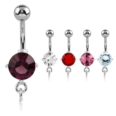 Prong Set Gem Charm Slave Belly Rings - Charm Slave Belly Ring. Navel Rings Australia.