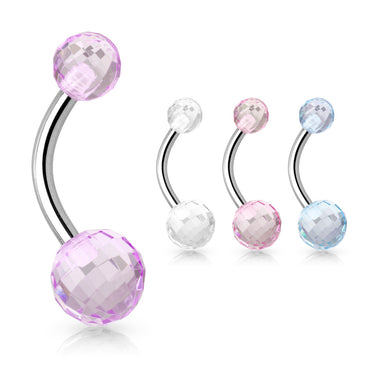 Disco Ball Acrylic Navel Bar - Basic Curved Barbell. Navel Rings Australia.