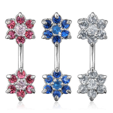 Floral Boutique Split Belly Ring - Split Spinal Belly Bar. Navel Rings Australia.