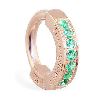 TummyToys® Rose Gold Emerald Pave Sleeper - TummyToys® Patented Clasp. Navel Rings Australia.