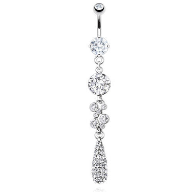 Paved Teardrop Dangling Belly Bar - Dangling Belly Ring. Navel Rings Australia.