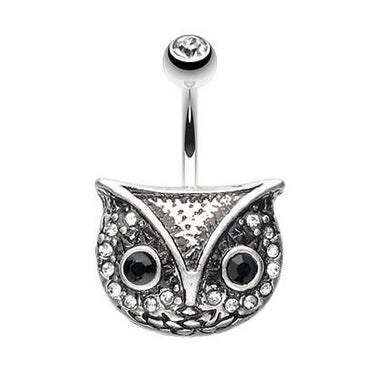 The Classic Owl Belly Bar - Fixed (non-dangle) Belly Bar. Navel Rings Australia.